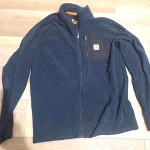 CARHARTT MENS M BLUE RELAXED FIT ZIP UP JACKET COAT FLEEZE WORK CASUAL HIKING